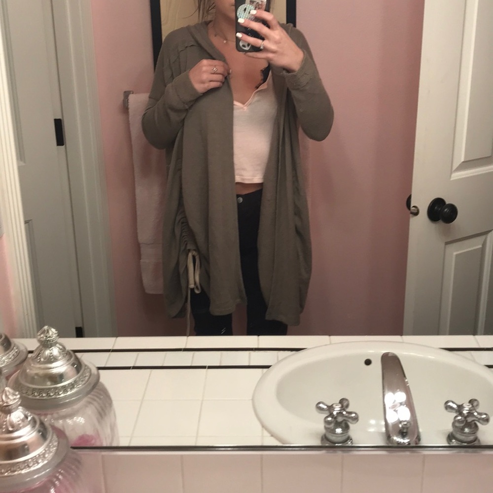 Maronie Hooded Sweatshirt Material Cardigan